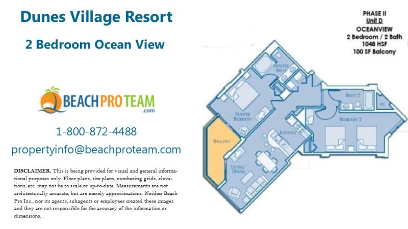 Dunes Village II Floor Plan D - 2 Bedroom Ocean View